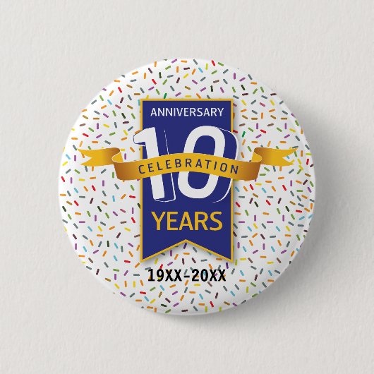 10e JUBILEUM ontwerp Ronde Button 5,7 Cm (Voorkant)