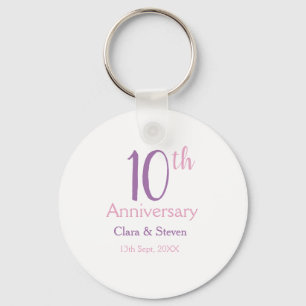 10e jubileum paars roze vet retro naam simpl sleutelhanger
