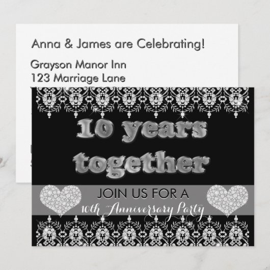 10e Jubileum Partij 10 jaar samen Kaart (Voorkant / Achterkant)