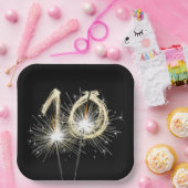 10e Jubileum-partij op zwarte reservekoppen Papieren Bordje (Feest)