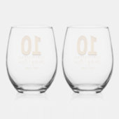 10e jubileum Persoonlijk Wijnglas Zonder Voet (Achterkant)