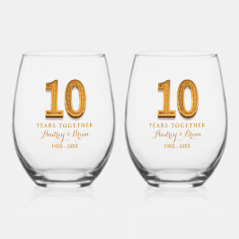 10e jubileum Persoonlijk Wijnglas Zonder Voet