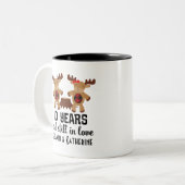 10e Jubileum persoonlijke koppels microkrediet Tweekleurige Koffiemok (Voorkant links)