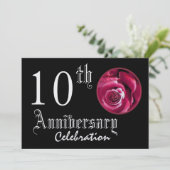 10e jubileum rode roos Premium Metallic Kaart (Staand voorkant)