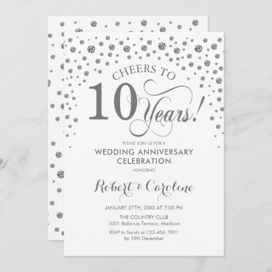 10e Jubileum - Silver White Kaart (Voorkant / Achterkant)