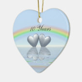 10e Jubileum Tin Hearts Keramisch Ornament (Links)