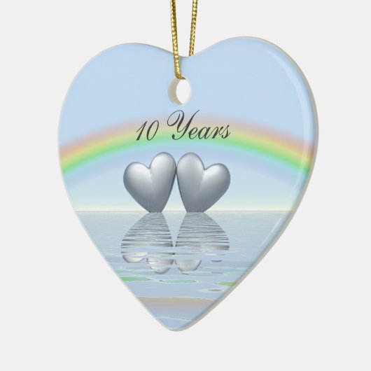 10e Jubileum Tin Hearts Keramisch Ornament (Links)