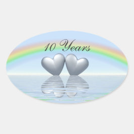 10e Jubileum Tin Hearts Ovale Sticker