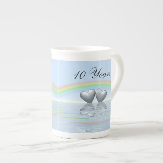 10e Jubileum Tin Hearts Porselein Kop (Voorkant rechts)