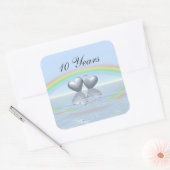 10e Jubileum Tin Hearts Vierkante Sticker (Envelop)