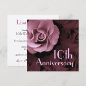 10e Jubileum Uitnodiging - PINK Rose (Voorkant / Achterkant)