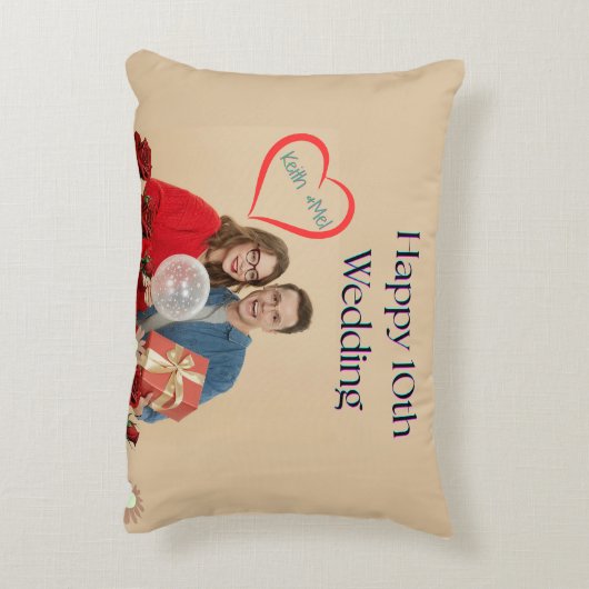 10e Jubileum voor bruiloft Accent Kussen (Achterkant (Verticaal))