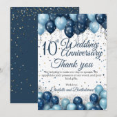 10e Jubileum voor bruiloft Bedankkaart (Voorkant / Achterkant)