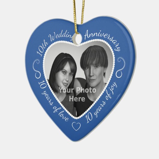 10e Jubileum voor bruiloft Foto Keramisch Ornament (Links)