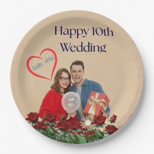 10e Jubileum voor bruiloft Papieren Bordje (Voorkant)