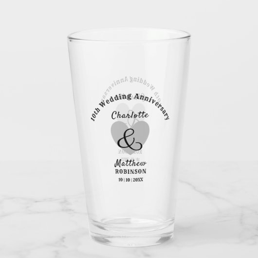 10e Jubileum voor bruiloft - Speciaal glas (Achterkant)