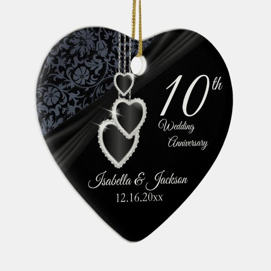 10e Jubileum voor onyx-bruiloft met foto Keramisch Ornament (Rechts)