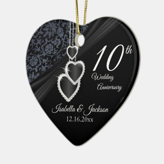 10e Jubileum voor onyx-bruiloft met foto Keramisch Ornament (Links)