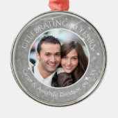 10e Jubileum | Zilveren Sparkle Photo Metalen Ornament (Voorkant)