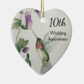 10e Jubileum zoete vogelpest - Hart Keramisch Ornament (Rechts)