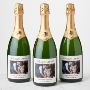 10e jubileumcadeau gepersonaliseerde trouwfoto sparkling wijnetiket