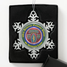 10e kerstmetaal van de speciale strijdkrachten tin sneeuwvlok ornament
