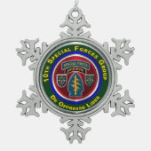 10e kerstmetaal van de speciale strijdkrachten tin sneeuwvlok ornament (Voorkant)