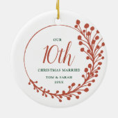 10e kerstvrouw Gepersonaliseerd Fern Wreath Keramisch Ornament (Achterkant)