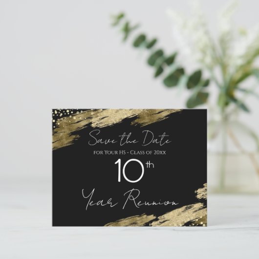 10e klas Reunion Black en Gold Elegant Briefkaart (Staand voorkant)