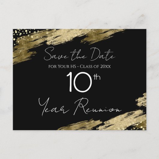 10e klas Reunion Black en Gold Elegant Briefkaart (Voorkant)