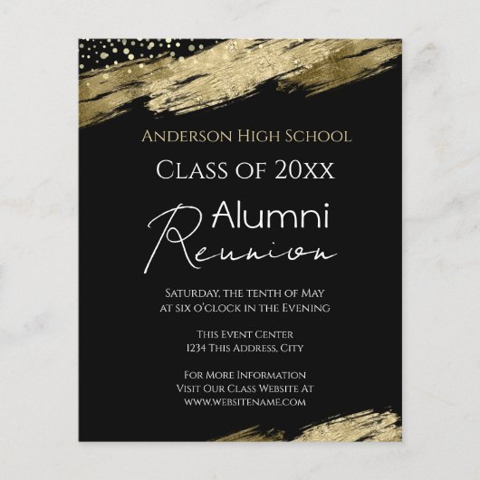 10e klasse - Uitnodiging voor Gold Gold Black met  (Voorkant)