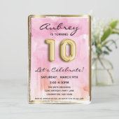 10e meisje: Birthday Pink en Gold Kaart (Staand voorkant)