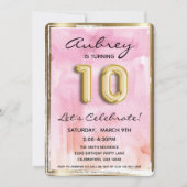 10e meisje: Birthday Pink en Gold Kaart (Voorkant)