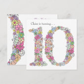 10e Meisjes - Verjaardag - Aanbesteding Kaart (Voorkant / Achterkant)