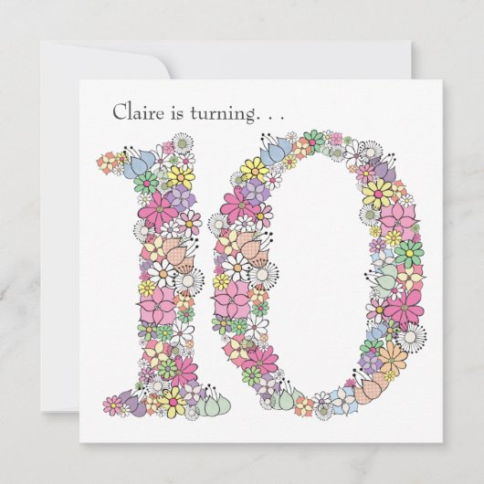 10e Meisjes - Verjaardag - Aanbesteding Kaart (Voorkant)