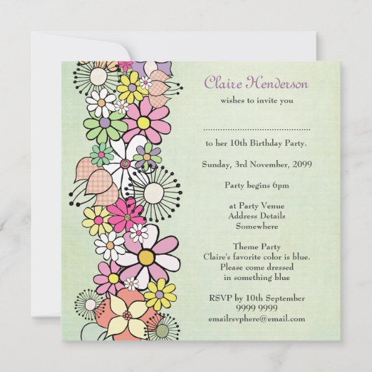 10e Meisjes - Verjaardag - Aanbesteding Kaart (Achterkant)