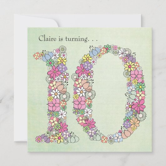 10e Meisjes - Verjaardag - Aanbesteding Kaart (Voorkant)