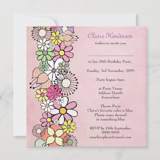 10e Meisjes - Verjaardag - Aanbesteding Kaart (Achterkant)