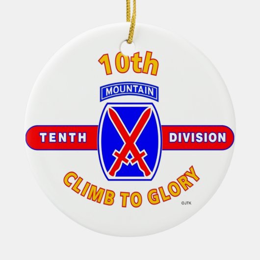 10E MOUNTAIN-AFDELING "KLIM TOT GEHEUGEN" KERAMISCH ORNAMENT (Voorkant)