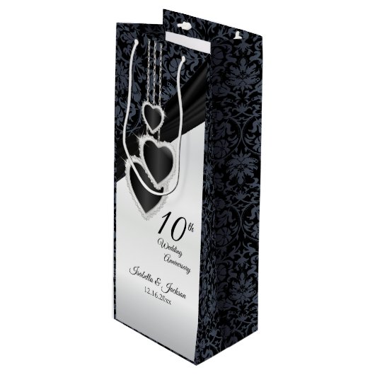 10e Onyx bruiloft Jubileum - Wijn Wijn Cadeautas (Voorkant Gekanteld)