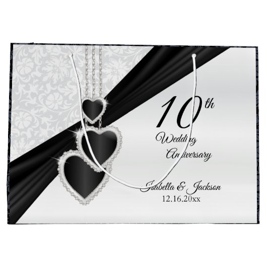 10e onyx en Jubileum met witte bruiloft - Groot Large Cadeautasje (Achterkant)