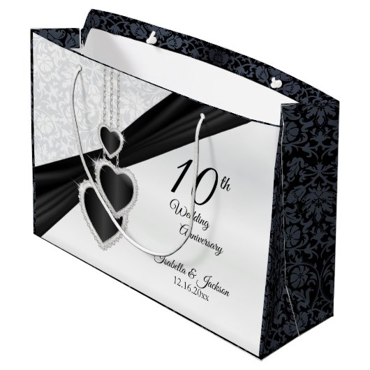 10e onyx en Jubileum met witte bruiloft - Groot Large Cadeautasje (Achterkant Gekanteld)