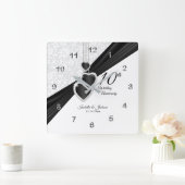 10e Onyx en White Wedding Jubileum Keepomwille Vierkante Klok (Huis)