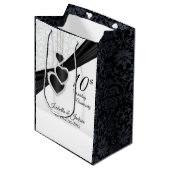 10e onyx en White Wedding Jubileum Medium Cadeauzakje (Voorkant Gekanteld)