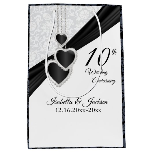 10e onyx en White Wedding Jubileum Medium Cadeauzakje (Voorkant)