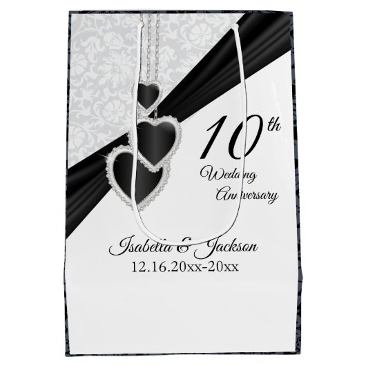 10e onyx en White Wedding Jubileum Medium Cadeauzakje (Achterkant)