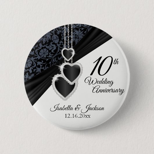 10e onyx Wedding Jubileum Design Ronde Button 5,7 Cm (Voorkant)
