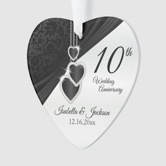 10e Onyx Wedding Jubileum Keepasedesign Ornament (voorkant)