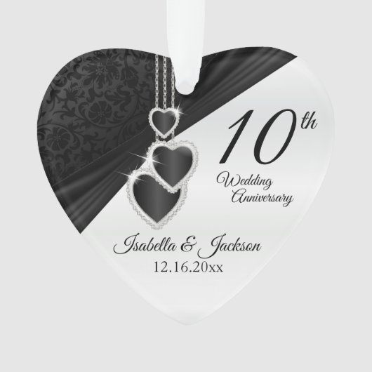 10e Onyx Wedding Jubileum Keepasedesign Ornament (voorkant)