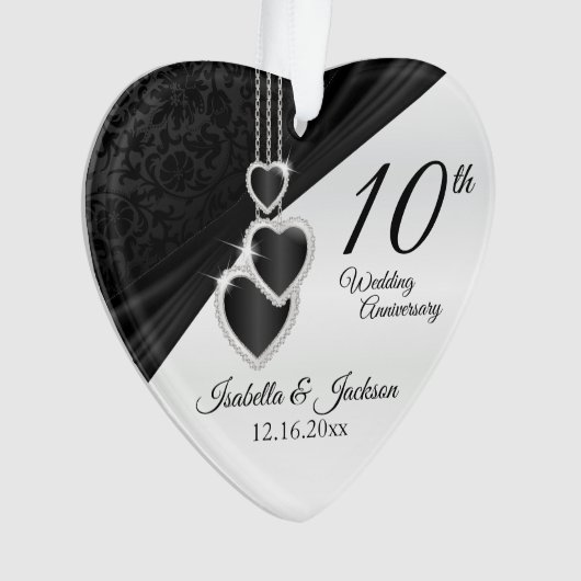 10e Onyx Wedding Jubileum Keepasedesign Ornament (voorkant)